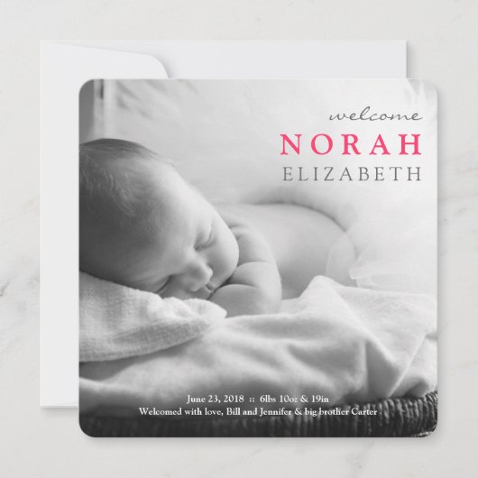 Eenvoudig welkom | Aankondiging van Baby (Voorkant)