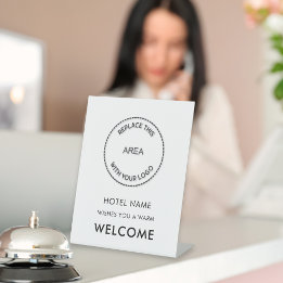 Eenvoudig Welkom bij Hotel Name Logo Elke kleur Reclamebord Met Voetstuk