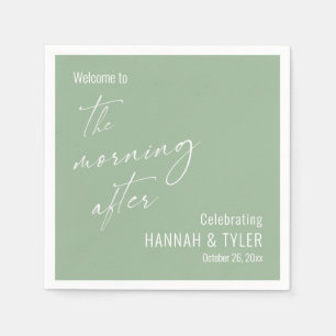 Eenvoudig Welkom bij The Morning After Sage Groen Servet
