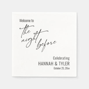 Eenvoudig welkom in de nacht voor zwart en wit servet