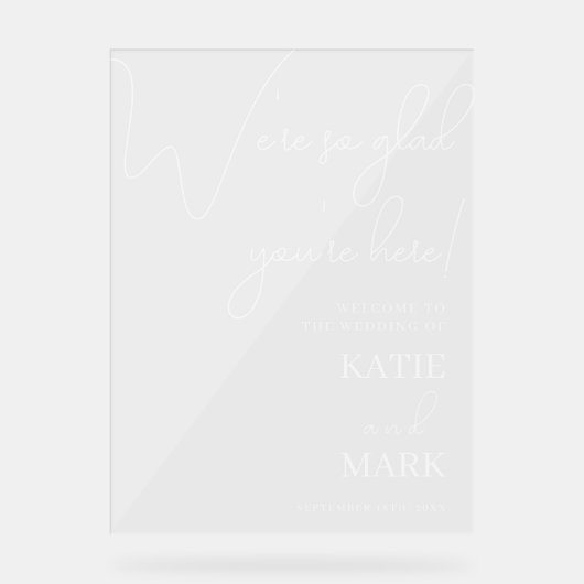 Eenvoudig welkom in onze bruiloft-gebanner acryl bord (Voorkant)