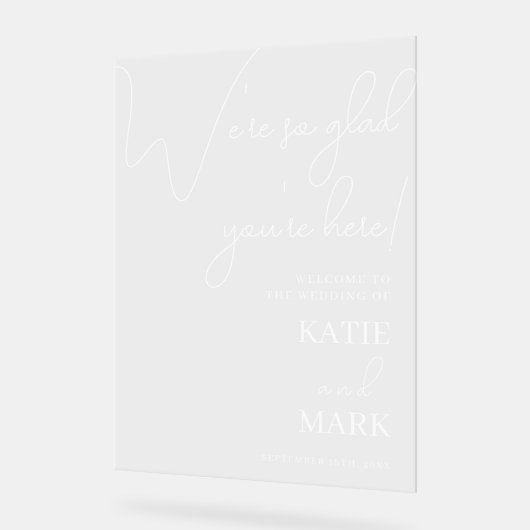 Eenvoudig welkom in onze bruiloft-gebanner acryl bord (Hoek)