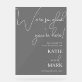 Eenvoudig welkom op onze bruiloft Frosted Black Acryl Bord (Voorkant)