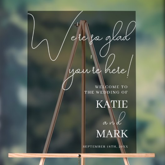 Eenvoudig welkom op onze bruiloft Frosted Black Acryl Bord (Neutraal)