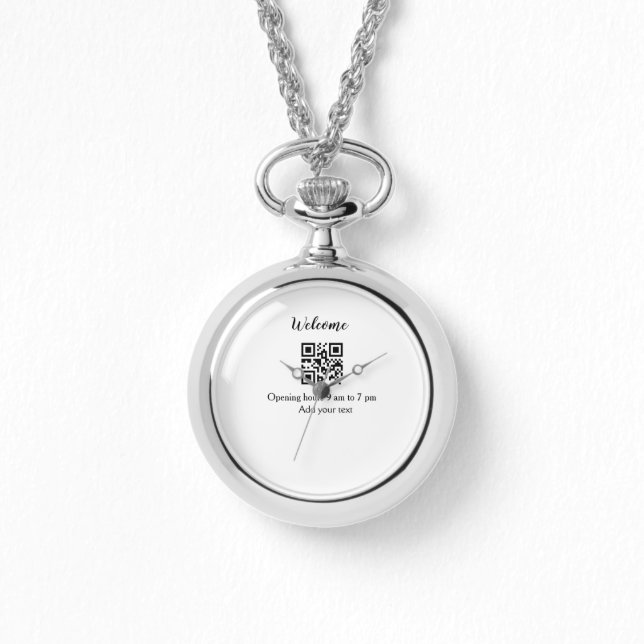 Eenvoudig welkom openen welkom barcode QR naam toe Horloge (Voorkant)