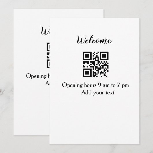 Eenvoudig welkom openen welkom barcode QR naam toe Kaart (Voorkant / Achterkant)