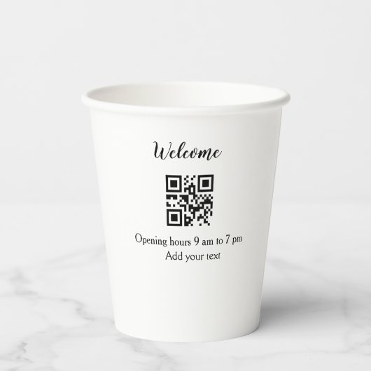 Eenvoudig welkom openen welkom barcode QR naam toe Papieren Bekers (Achterkant)