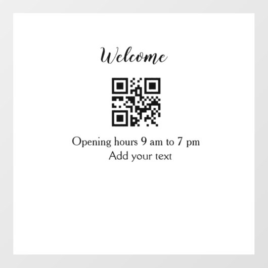 Eenvoudig welkom openen welkom barcode QR naam toe Raamsticker (Vel)