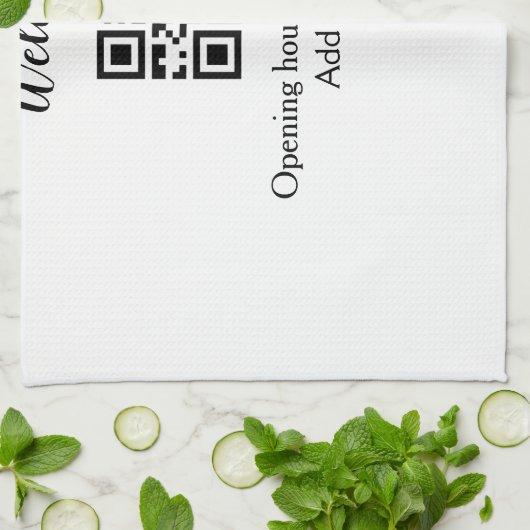 Eenvoudig welkom openen welkom barcode QR naam toe Theedoek (Gevouwen)