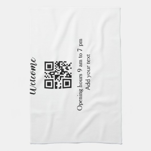 Eenvoudig welkom openen welkom barcode QR naam toe Theedoek (Verticaal)