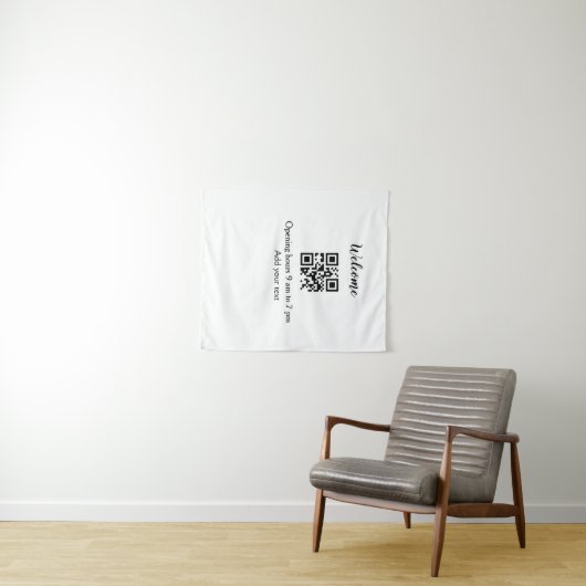 Eenvoudig welkom openen welkom barcode QR naam toe Wandkleed (In Situ (horizontaal))