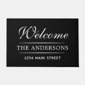 Eenvoudig welkom Zwart-wit Gepersonaliseerde Famil Deurmat (Voorkant)