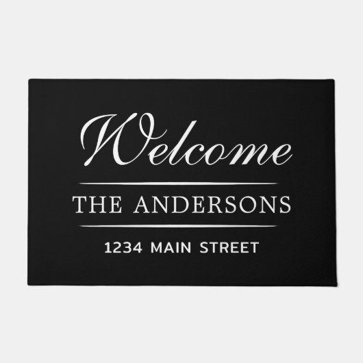 Eenvoudig welkom Zwart-wit Gepersonaliseerde Famil Deurmat (Voorkant)