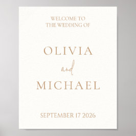 Eenvoudig Welkomstteken voor ivoor en Tan Modern W Poster