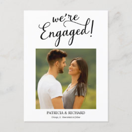 Eenvoudig We're Engaged Verlovingsaankondiging Fot Briefkaart