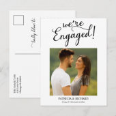 Eenvoudig We're Engaged Verlovingsaankondiging Fot Briefkaart (Voorkant / Achterkant)