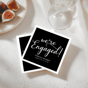 Eenvoudig We're Verliefd Verloving Feest Zwart Servet