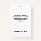 EENVOUDIG WERKNEMERSNUMMER FOTO BAR CODE BADG BADGE (Achterkant)