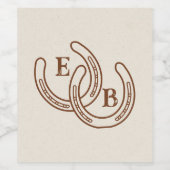 Eenvoudig Westerlijk Hoefijzer Bruiloftsmonogram Wijn Etiket (Enkel label)