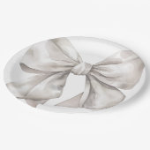 Eenvoudig White Bow Baby shower Papieren Bordje (Gekanteld)