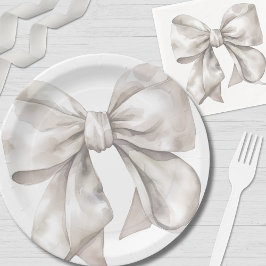 Eenvoudig White Bow Baby shower Papieren Bordje