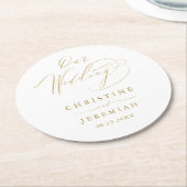 Eenvoudig White Gold Elegant Script Weddenschap Ronde Kartonnen Onderzetter (Gebogen)