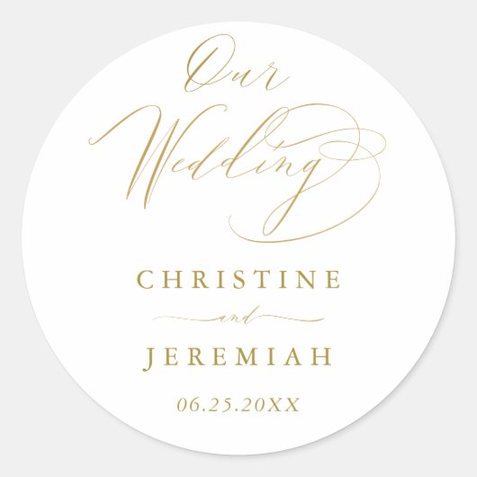 Eenvoudig White Gold Modern Script Weddenschap Ronde Sticker (Voorkant)