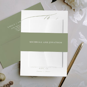 Eenvoudig White Sage Modern Calligraphy Wedding Uitnodigingen Wikkel