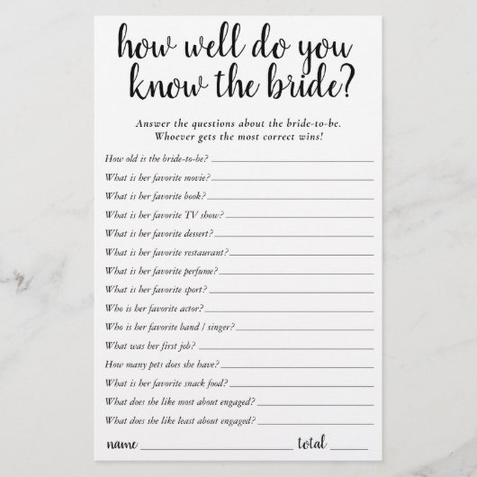 Eenvoudig Wie kent de Bruid Beste | Black Game Kaa (Voorkant)