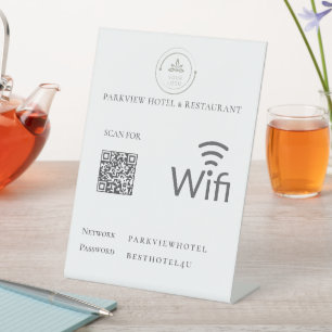 Eenvoudig WiFi-netwerkwachtwoord QR-code wit Reclamebord Met Voetstuk