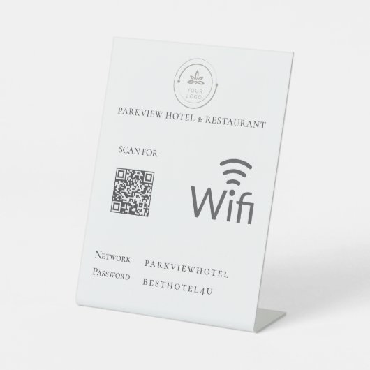 Eenvoudig WiFi-netwerkwachtwoord QR-code wit Reclamebord Met Voetstuk (Voorkant)