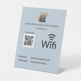 Eenvoudig WiFi-netwerkwachtwoord QR dusty blue Reclamebord Met Voetstuk