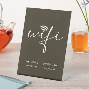 Eenvoudig WiFi-script Netwerk Wachtwoord Bruin Reclamebord Met Voetstuk