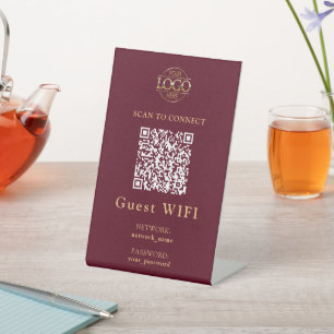 Eenvoudig Wifi-wachtwoord & Netwerk Zakelijke QR Reclamebord Met Voetstuk