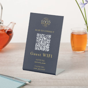 Eenvoudig Wifi-wachtwoord & Netwerk Zakelijke QR Reclamebord Met Voetstuk