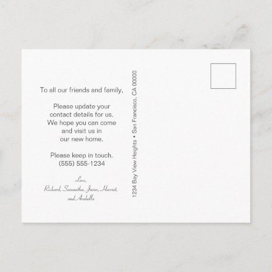 Eenvoudig wij hebben de Nieuwe minimalistisch van  Aankondigingskaart (Achterkant)