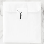 Eenvoudig windturbine groen energie silhouet vierkante sticker (Tas)