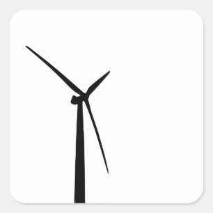 Eenvoudig windturbine groen energie silhouet vierkante sticker