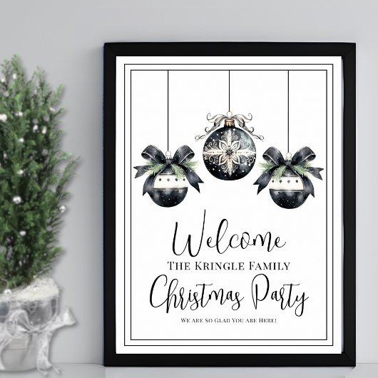 Eenvoudig winter kerstfeest welkomstbord poster