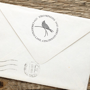 Eenvoudig Winter Rode Kardinaal Natuur Retouradres Zelfinktende Stempel