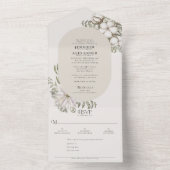 Eenvoudig wintergroen ovaal Ivory Cream Wedding All In One Uitnodiging (Binnen)