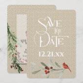 Eenvoudig winterhuwelijk - sla de datum op - kardi save the date (Voorkant / Achterkant)