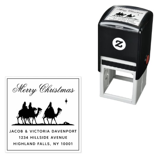 Eenvoudig Wise Man Natitivity-kerstretouradres Zelfinktende Stempel (In situ)