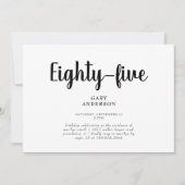 Eenvoudig Wit 85e Verjaardagsfeestuitnodiging Kaart (Voorkant)