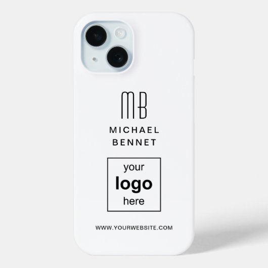 Eenvoudig wit aangepast bedrijfslogo Case-Mate iPhone case (Achterkant)