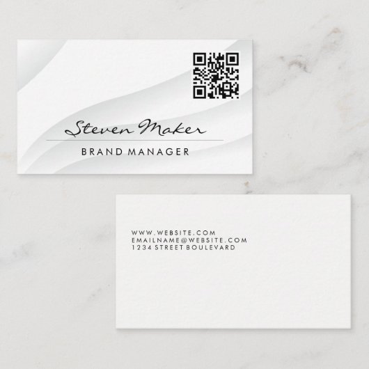 Eenvoudig wit Abstract | Visitekaartje QR-code (Voorkant / Achterkant)