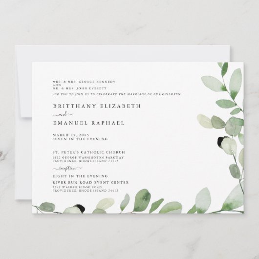 Eenvoudig wit beide ouders die op de lijst staan v kaart (Voorkant)