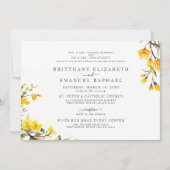 Eenvoudig Wit Beide Ouders Geel Bloemen Bruiloft Kaart (Voorkant)