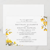 Eenvoudig Wit Beide Ouders Geel Bloemen Bruiloft Kaart (Voorkant / Achterkant)