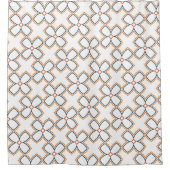 Eenvoudig wit blauw en Oranje bloempatroon Douchegordijn (Voorkant)